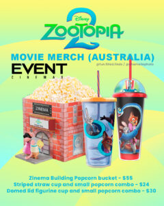 Zootopia 2 movie merch Australia popcorn buckets cups film merch fun-filled-finds.com
