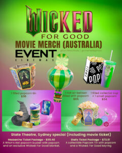 Wicked For Good - movie merch Australia popcorn buckets cups film merch fun-filled-finds.com